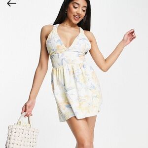 Abercrombie & Fitch scrunchie strap skort dress in white floral size small NWOT